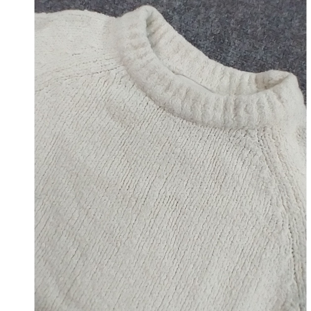 Banana Republic Chenille Sweater Women S Cream Merino Wool Cotton Blend Knit